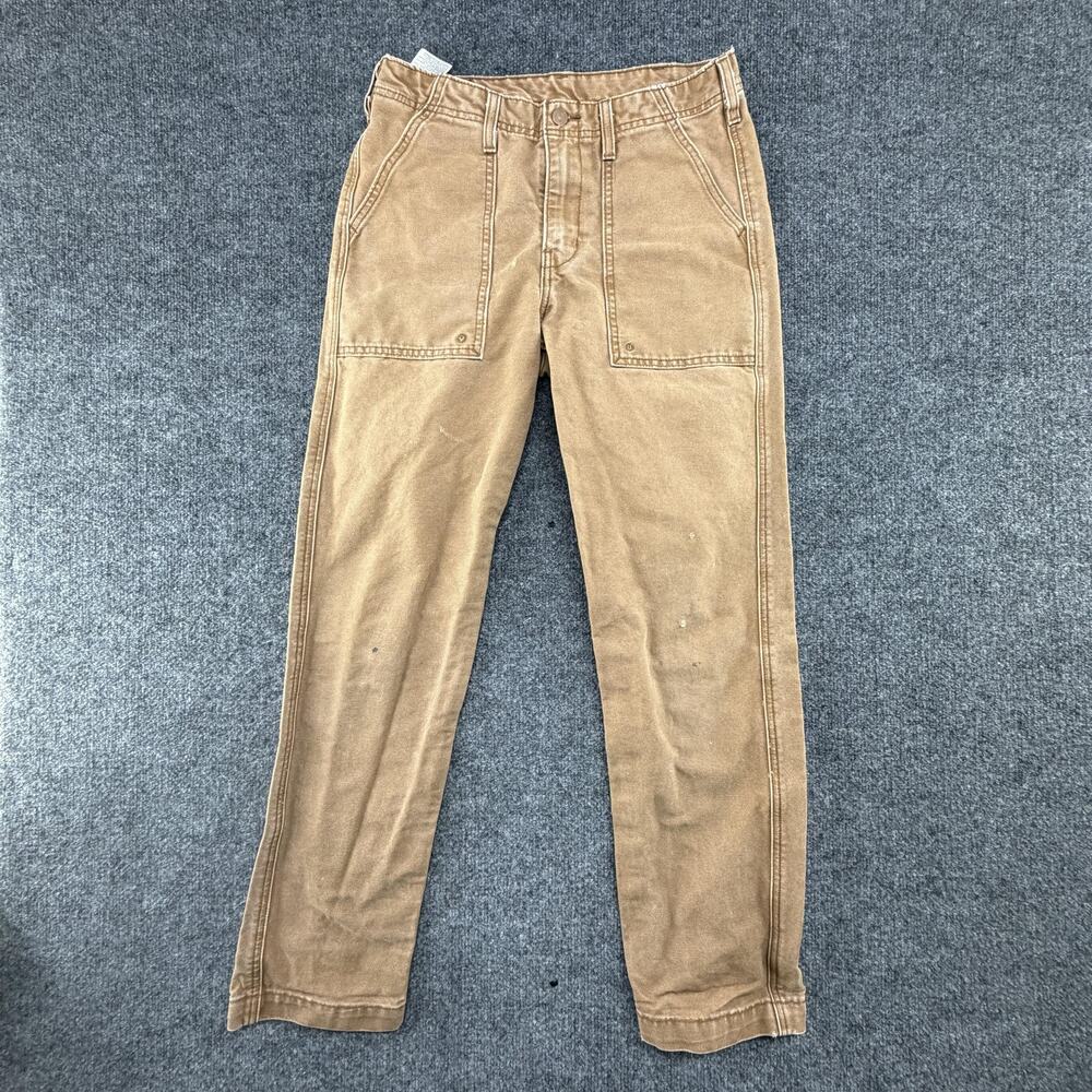 Levis Pants Mens 29x32 Brown Canvas Workwear Utility Straight Leg Pockets Casual